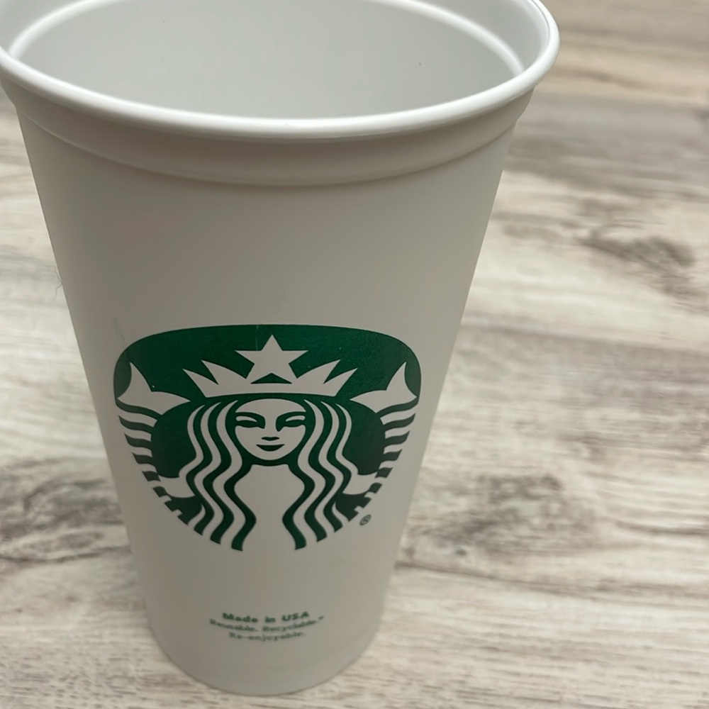 2014 Starbucks White & Green Logo Reusable 16Oz Hot/Cold Plastic Tumbler, no Lid - Picture 2 of 6